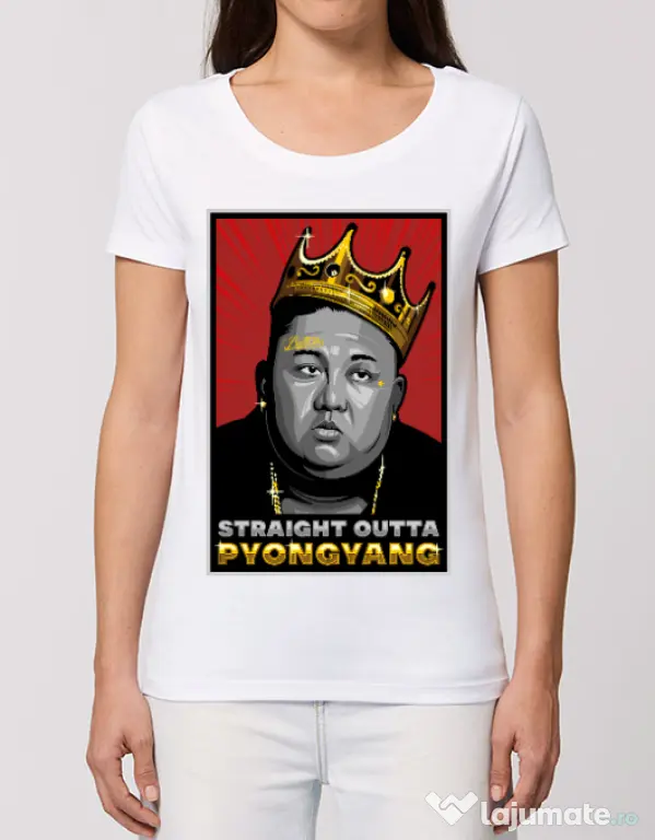Tricou STANLEY STELLA dama Straight outta Pyongyang Alb