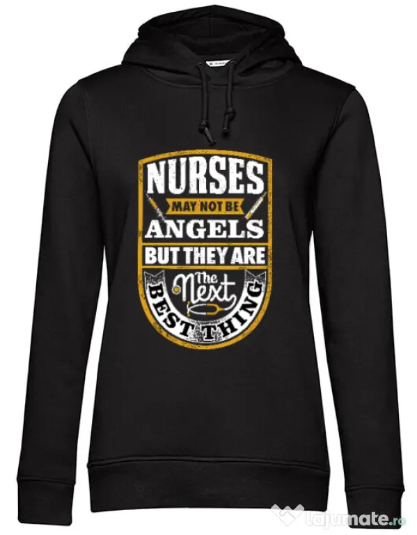 Hoodie dama cu gluga Angel nurses Negru