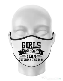 Masca personalizata reutilizabila Girls drinking team Alb