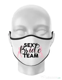 Masca personalizata reutilizabila Sexy bride team Alb