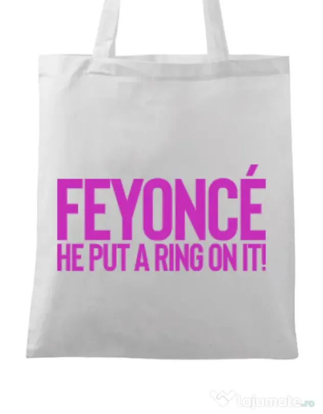 Sacosa personalizat Mireasa Feyonce Alb