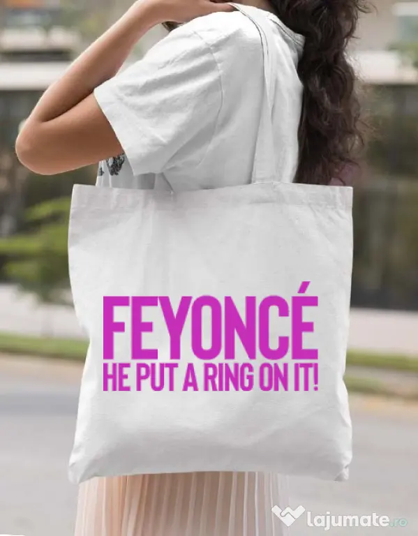 Sacosa personalizat Mireasa Feyonce Alb