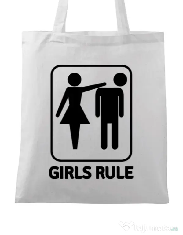 Sacosa personalizata Burlacite Girls rule Alb