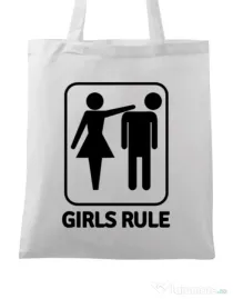 Sacosa personalizata Burlacite Girls rule Alb