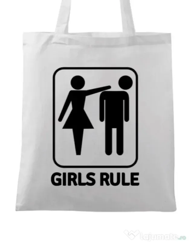 Sacosa personalizata Burlacite Girls rule Alb