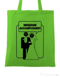 Sacosa personalizata Mireasa Mission Accomplished Verde