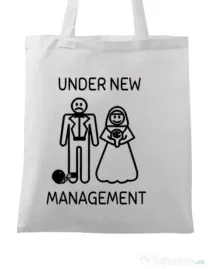 Sacosa personalizata Mireasa Under new management Alb