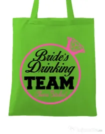 Sacosa personalizata Petrecerea burlacitelor Brides drinking team Verde