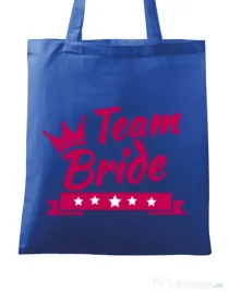 Sacosa personalizata Petrecerea burlacitelor Team Bride Albastru regal