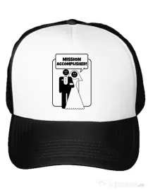 Sapca personalizata Mireasa Mission Accomplished Alb