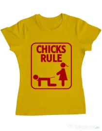 Tricou Burlacite ADLER Chicks Rule Galben