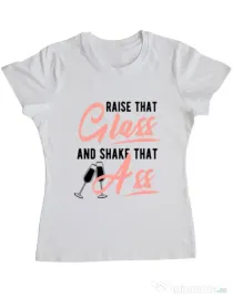 Tricou Petrecerea burlacitelor ADLER Raise that ass Alb