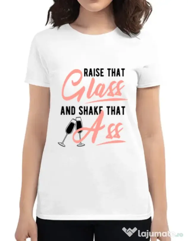 Tricou Petrecerea burlacitelor ADLER Raise that ass Alb