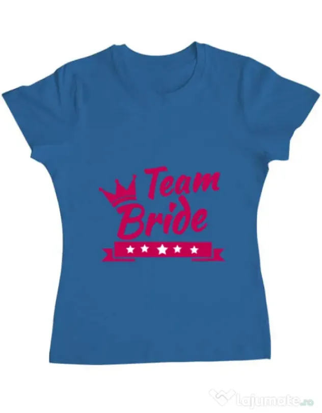 Tricou Petrecerea burlacitelor ADLER Team Bride Albastru azuriu