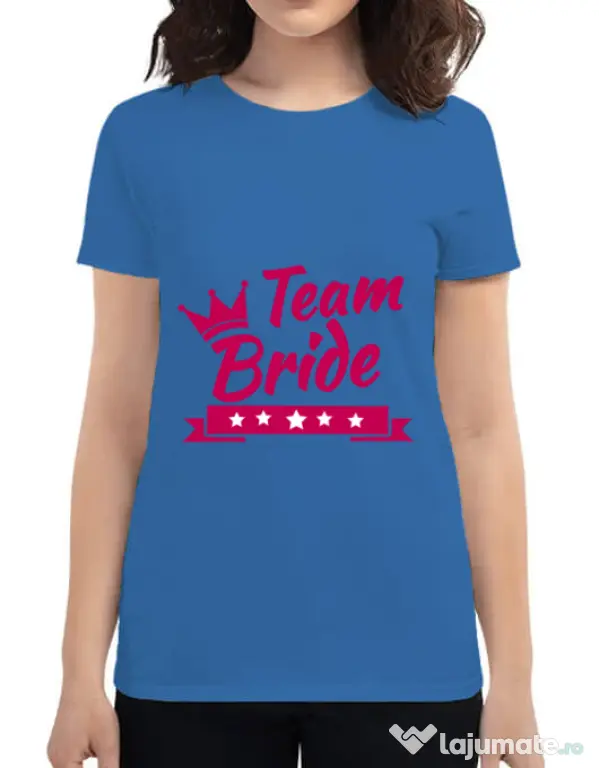 Tricou Petrecerea burlacitelor ADLER Team Bride Albastru azuriu