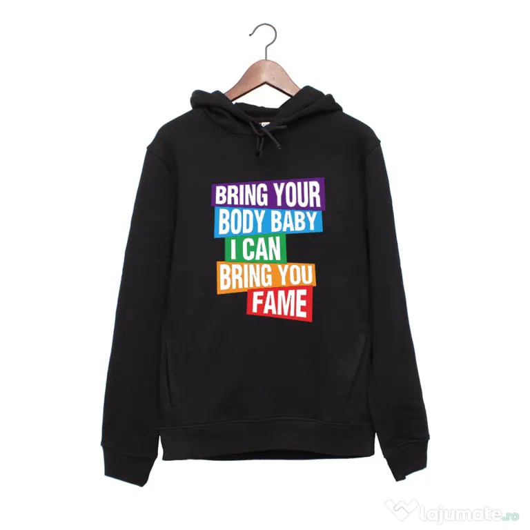 Hanorac personalizat negru unisex Bring your body