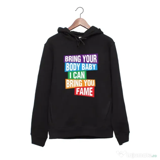 Hanorac personalizat negru unisex Bring your body