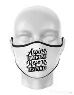 Masca personalizata reutilizabila Aspire To Inspire Before We Expire Alb
