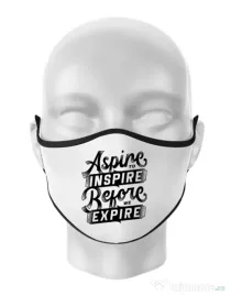 Masca personalizata reutilizabila Aspire To Inspire Before We Expire Alb
