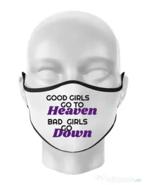 Masca personalizata reutilizabila Bad girls go down Alb