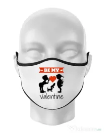 Masca personalizata reutilizabila Be my valentine Alb