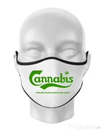 Masca personalizata reutilizabila Cannabis Alb