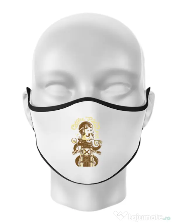 Masca personalizata reutilizabila Coffee Racer Alb
