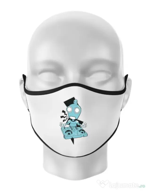 Masca personalizata reutilizabila Dj robot Alb