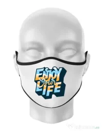 Masca personalizata reutilizabila Enjoy your life Alb