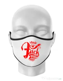 Masca personalizata reutilizabila Fuck yeah Alb