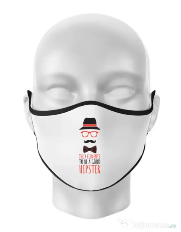 Masca personalizata reutilizabila Good hipster Alb