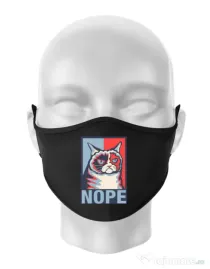 Masca personalizata reutilizabila Grumpy cat Nope Negru