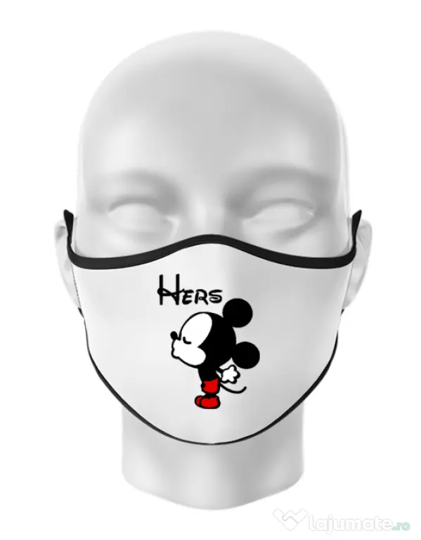 Masca personalizata reutilizabila Hers Mickey Alb