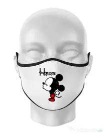 Masca personalizata reutilizabila Hers Mickey Alb