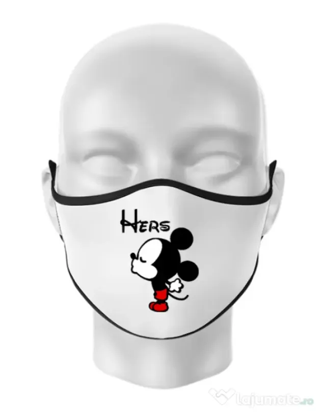 Masca personalizata reutilizabila Hers Mickey Alb
