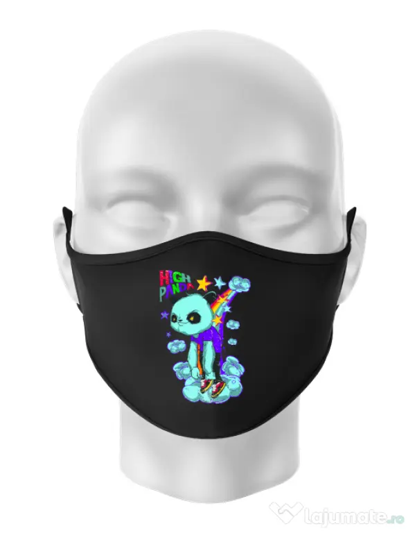 Masca personalizata reutilizabila High panda Negru