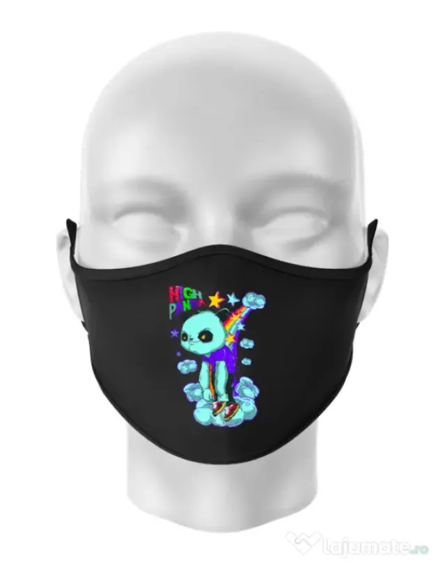 Masca personalizata reutilizabila High panda Negru