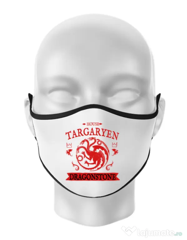 Masca personalizata reutilizabila House Targaryen Alb