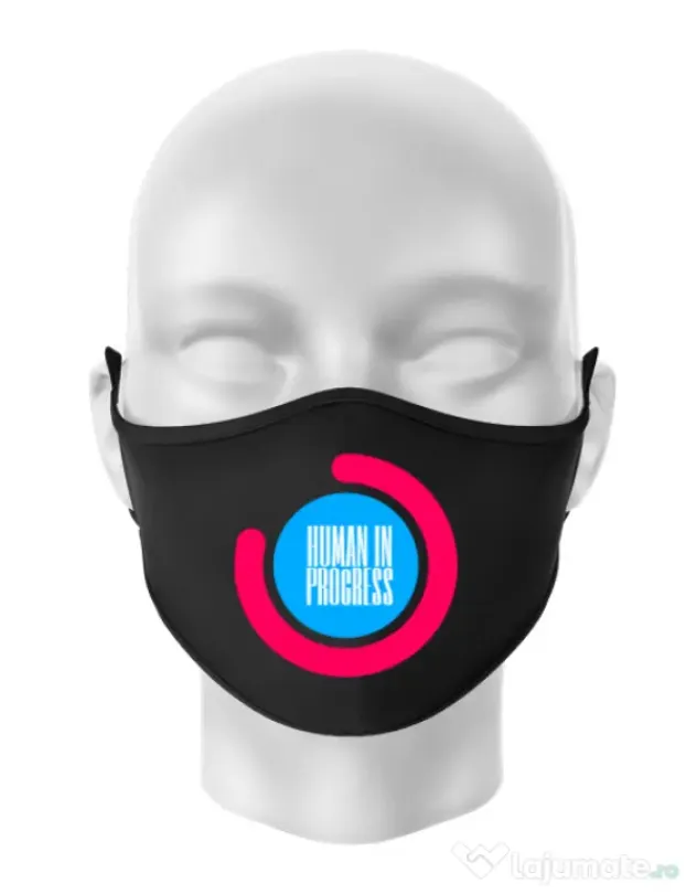 Masca personalizata reutilizabila Human in progress Negru