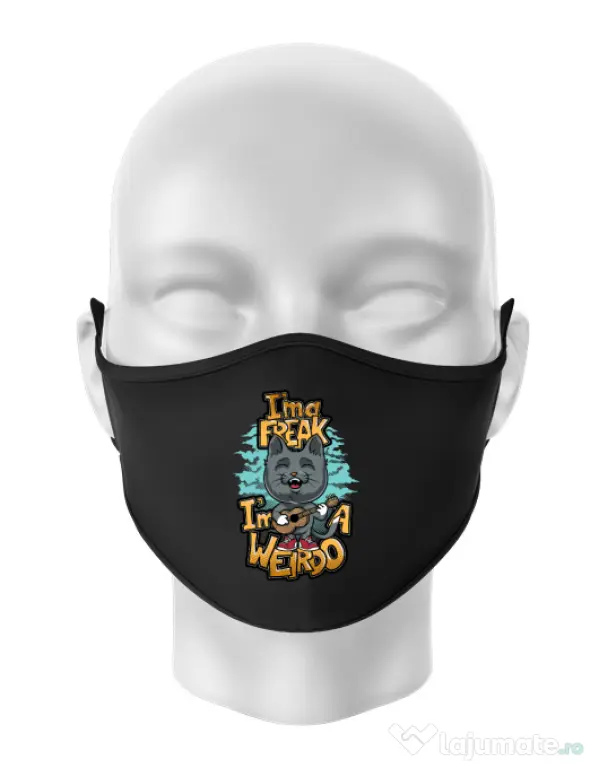 Masca personalizata reutilizabila I am a freak Negru