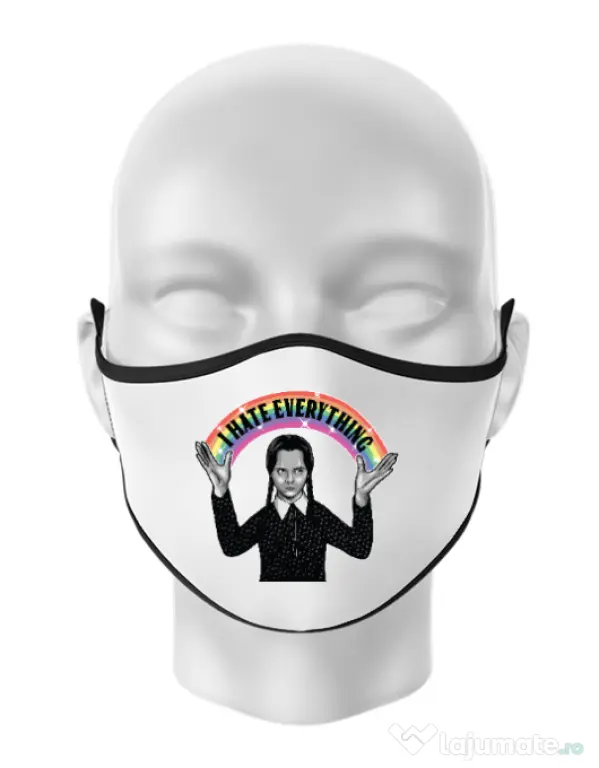 Masca personalizata reutilizabila I hate everything Alb