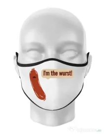 Masca personalizata reutilizabila I’m the wurst Alb