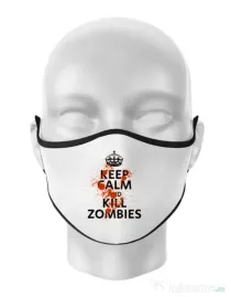 Masca personalizata reutilizabila Kill zombies Alb