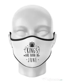 Masca personalizata reutilizabila Kings are born in June Alb
