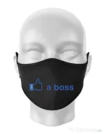 Masca personalizata reutilizabila Like a boss Facebook Negru