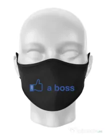 Masca personalizata reutilizabila Like a boss Facebook Negru