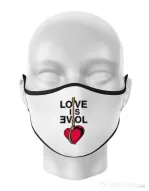 Masca personalizata reutilizabila Love is evil Alb