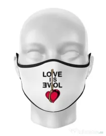 Masca personalizata reutilizabila Love is evil Alb