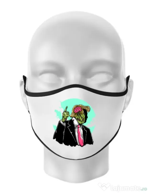 Masca personalizata reutilizabila Make zombies great again Alb