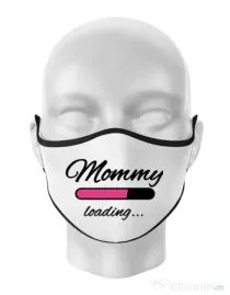 Masca personalizata reutilizabila Mommy loading Alb